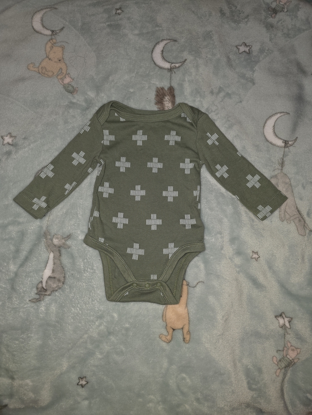 cloud island Olive Green Long-Sleeve Baby Bodysuit 0-3 months